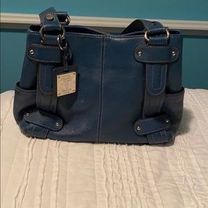 Blue leather Tignanello purse handbag
